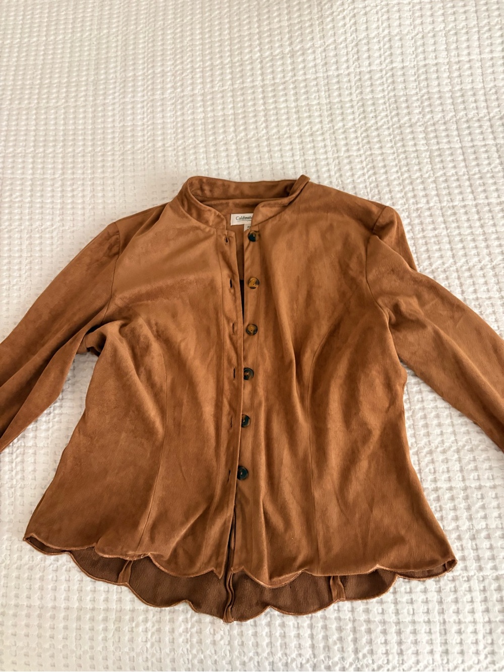 Suede scalloped tailored jacket